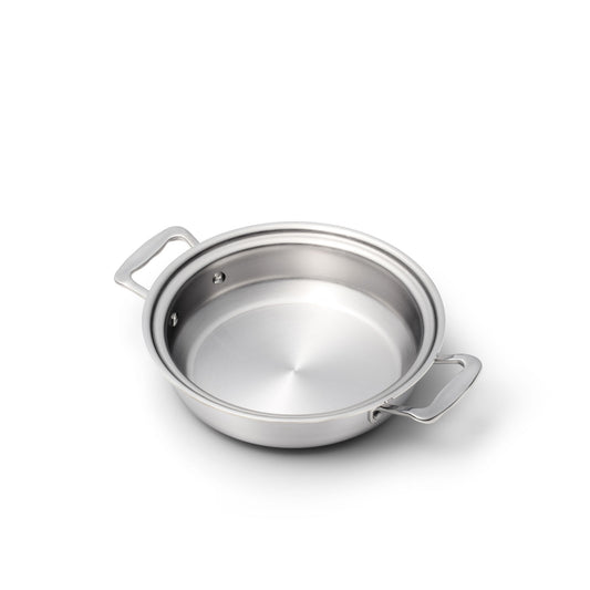 Stainless steel saucepan with two handles