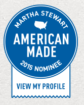 Martha Stewart American Made 2015 Nominee badge with text 'View My Profile'