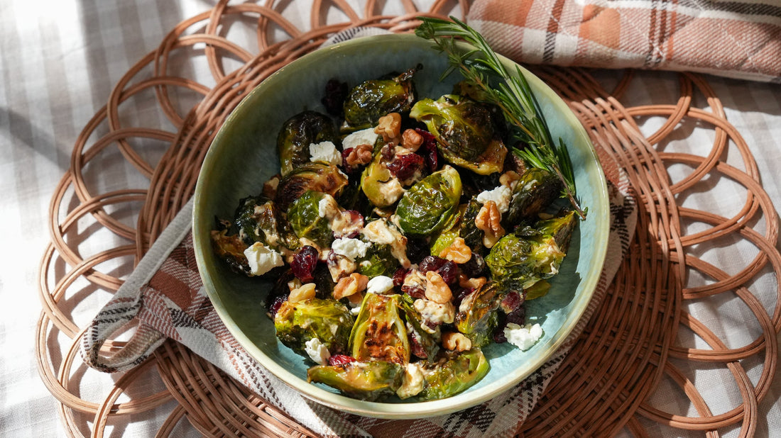 Maple Balsamic Brussels Sprouts with Goat Cheese
