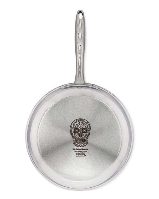 10 Inch Fry Pan with Dia De Los Muertos skull design, Limited Edition - 360 Cookware