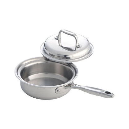 Stainless steel 1-quart saucepan with cover, showcasing 360 Vapor® technology.