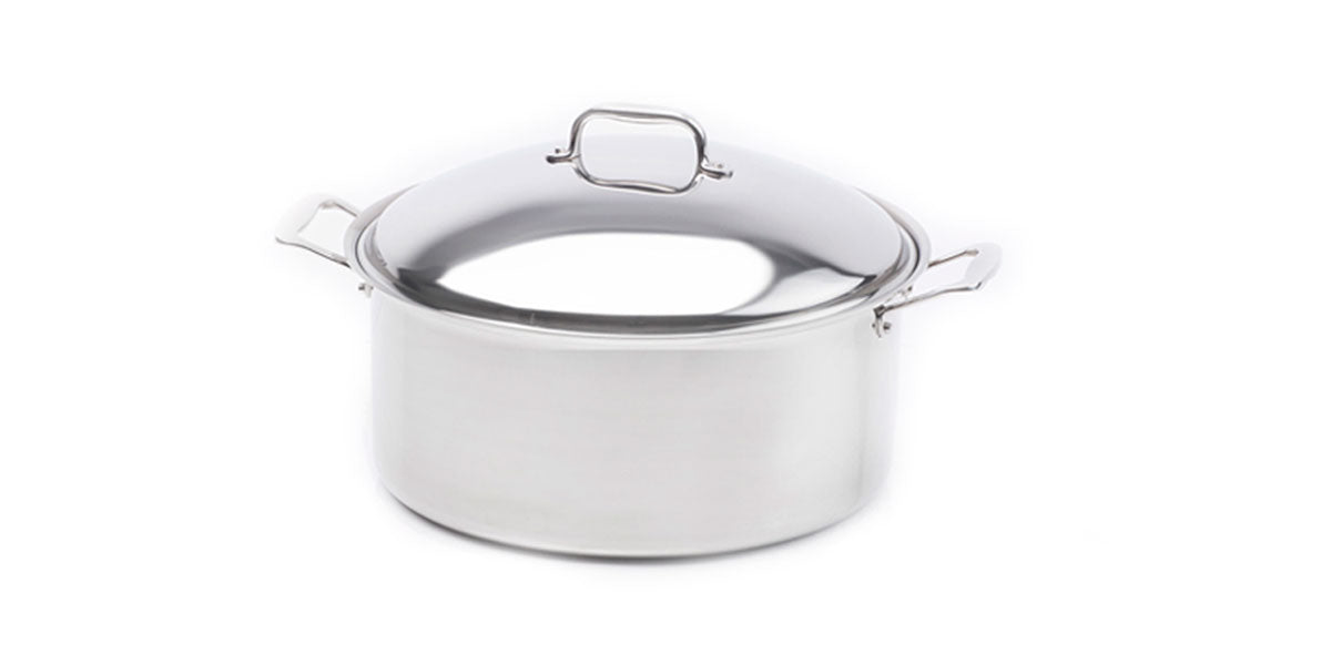 12-quart stainless steel stock pot with cover, ideal for soups and stews