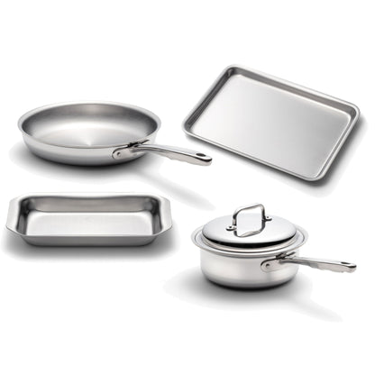 5-Piece Meal Delivery Set for 2 including frying pan, saucepan, and baking tray