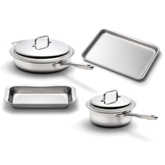5-Piece Meal Delivery Set for 4 including a large pot, small pot, and baking tray