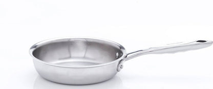 Stainless steel fry pan with a long handle