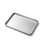 Rectangular metal tray with slightly raised edges