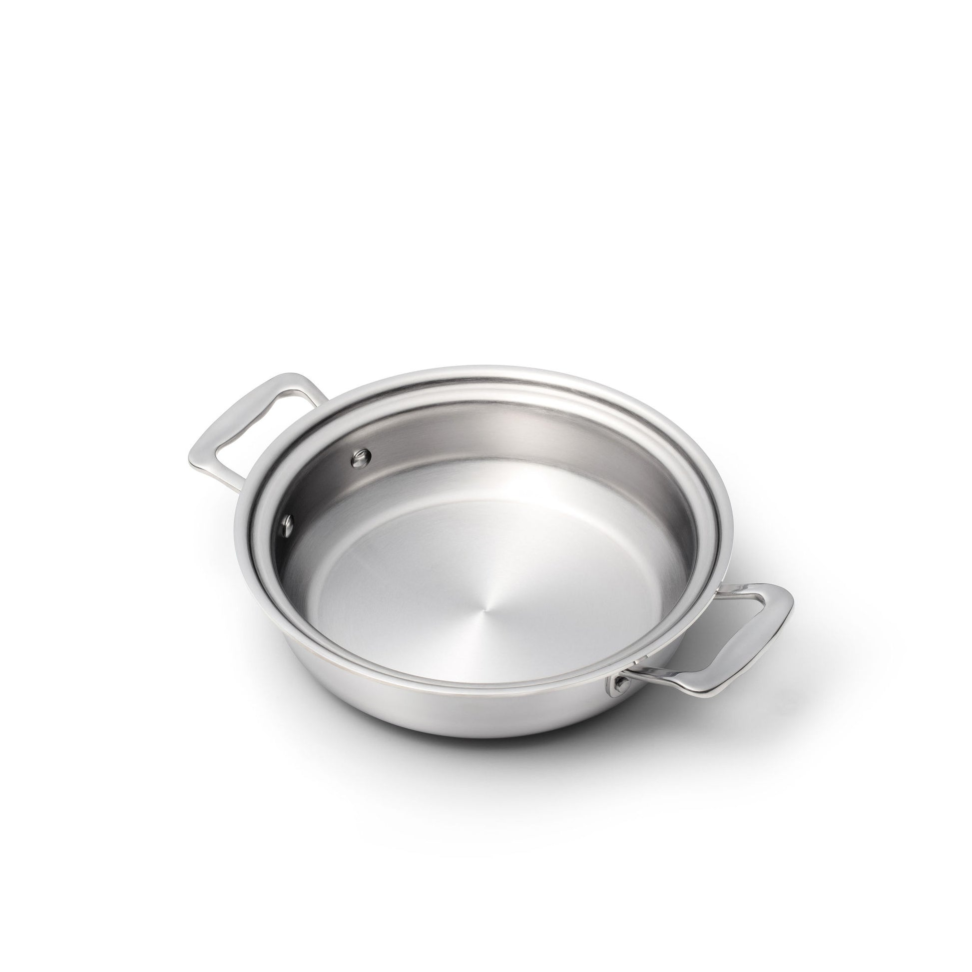 Stainless steel saucepan with two handles
