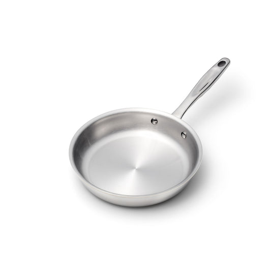 8.5 Inch stainless steel fry pan with even heating for versatile cooking.