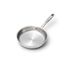 Stainless-steel frying pan with long riveted handle and brushed interior