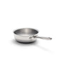 Stainless-steel saucepan with short handle on white background