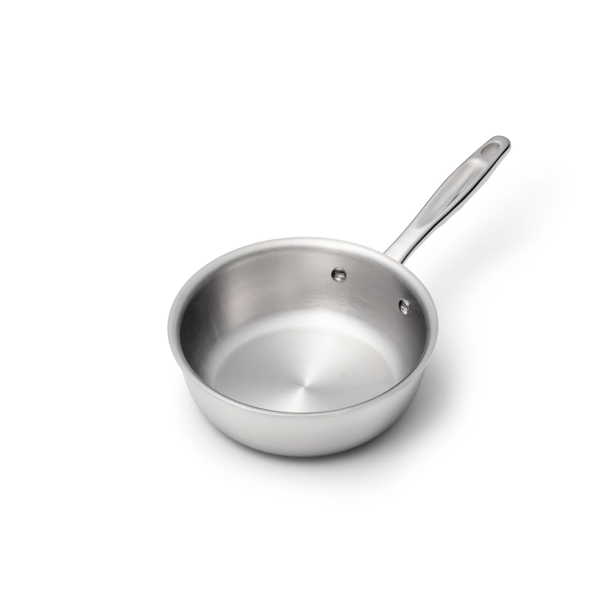 Stainless steel saucepan with a handle