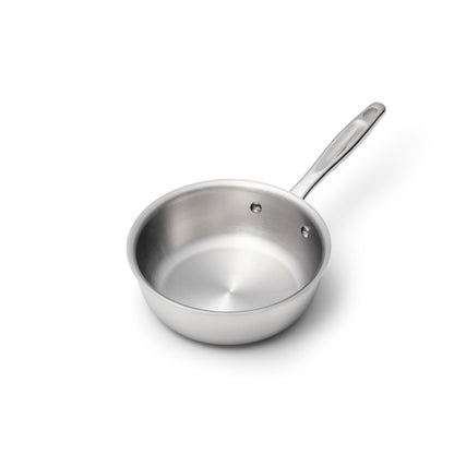 Stainless steel saucepan with a handle