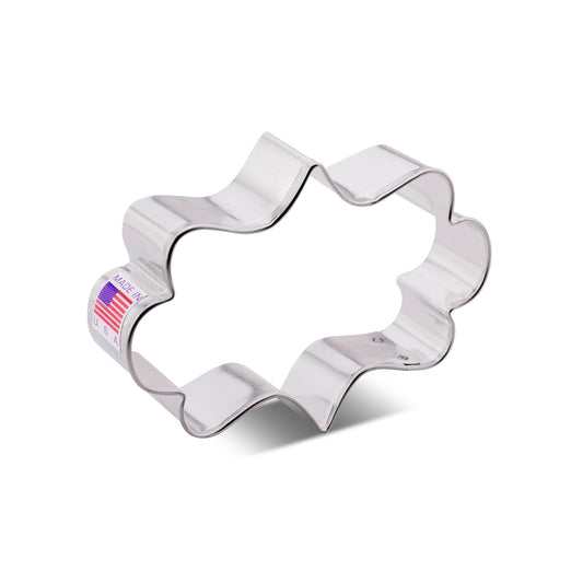 Long Fancy Plaque Cookie Cutter with a wavy edge design