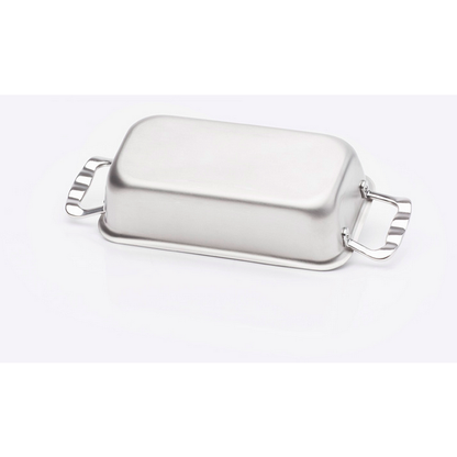 360 Loaf Pan made of stainless steel with handles, ideal for baking bread and meatloaf