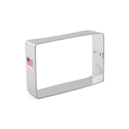 Rectangle metal cookie cutter with American flag label