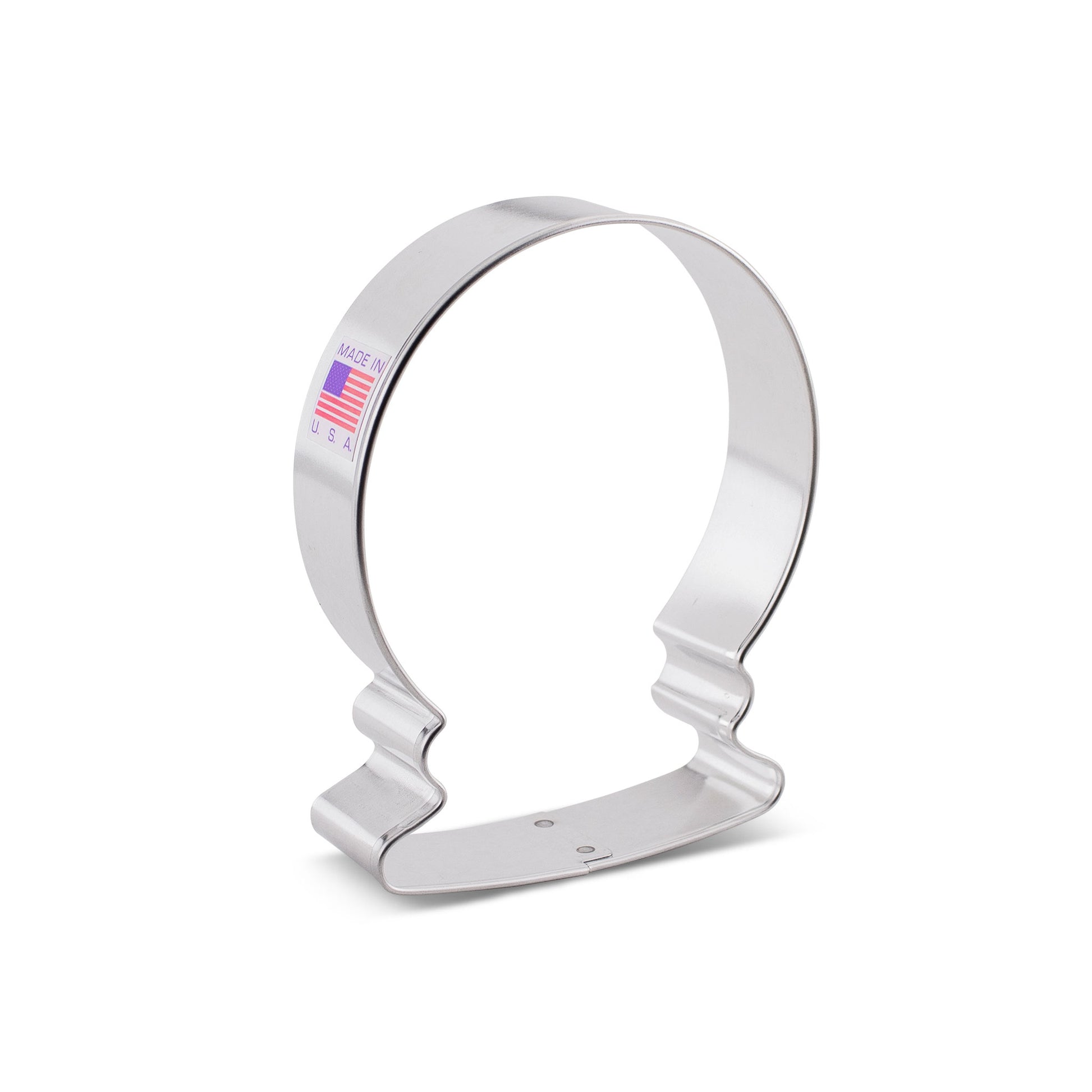 Snowglobe-shaped stainless steel cookie cutter with American flag design